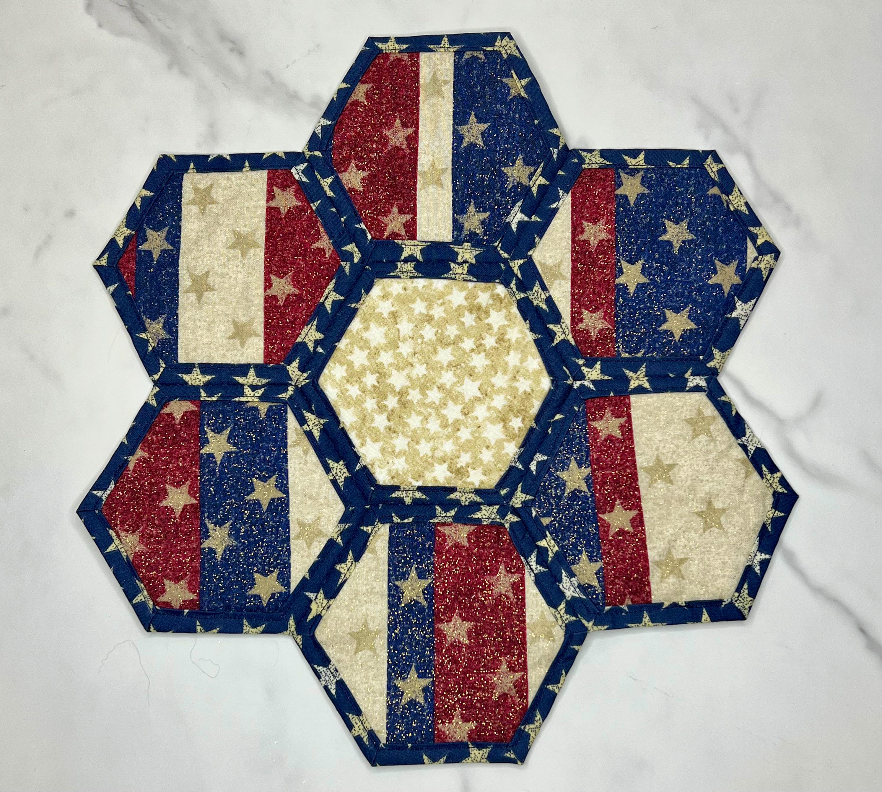 Quilted Patriotic Centerpiece | Red White Blue Americana Table Mat ...