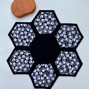 Skull table topper/ skull centerpiece/handmade/quilted/skull and bones