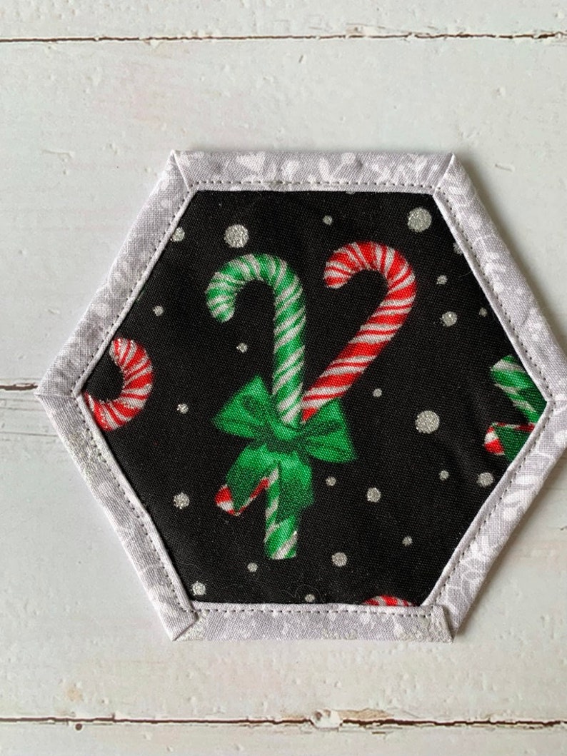 Christmas decor / Holiday decoration / Candy cane coasters / Candy cane mug rug / quilted coasters / Christmas mug rugs image 3