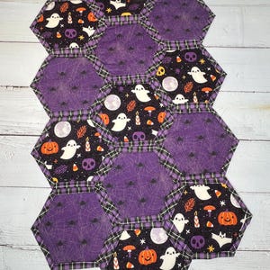 Handmade Quilted Halloween table runner, bats and spider web decor, pumpkin runner, skull and bats,  Halloween party decor,  hostess gift