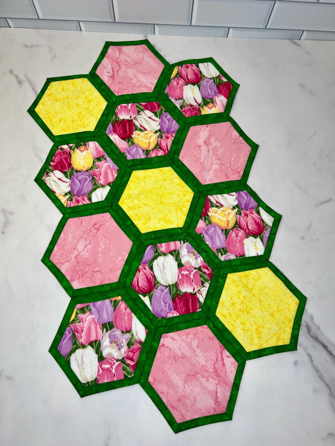 Quilted Tulip Table Runner: Handmade Cottagecore Spring Decor - Etsy