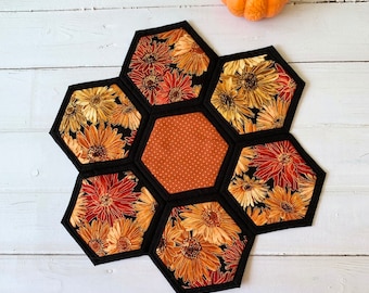 Fall flower table decor/autumn quilted table centerpiece/table topper/ housewarming gift/harvest