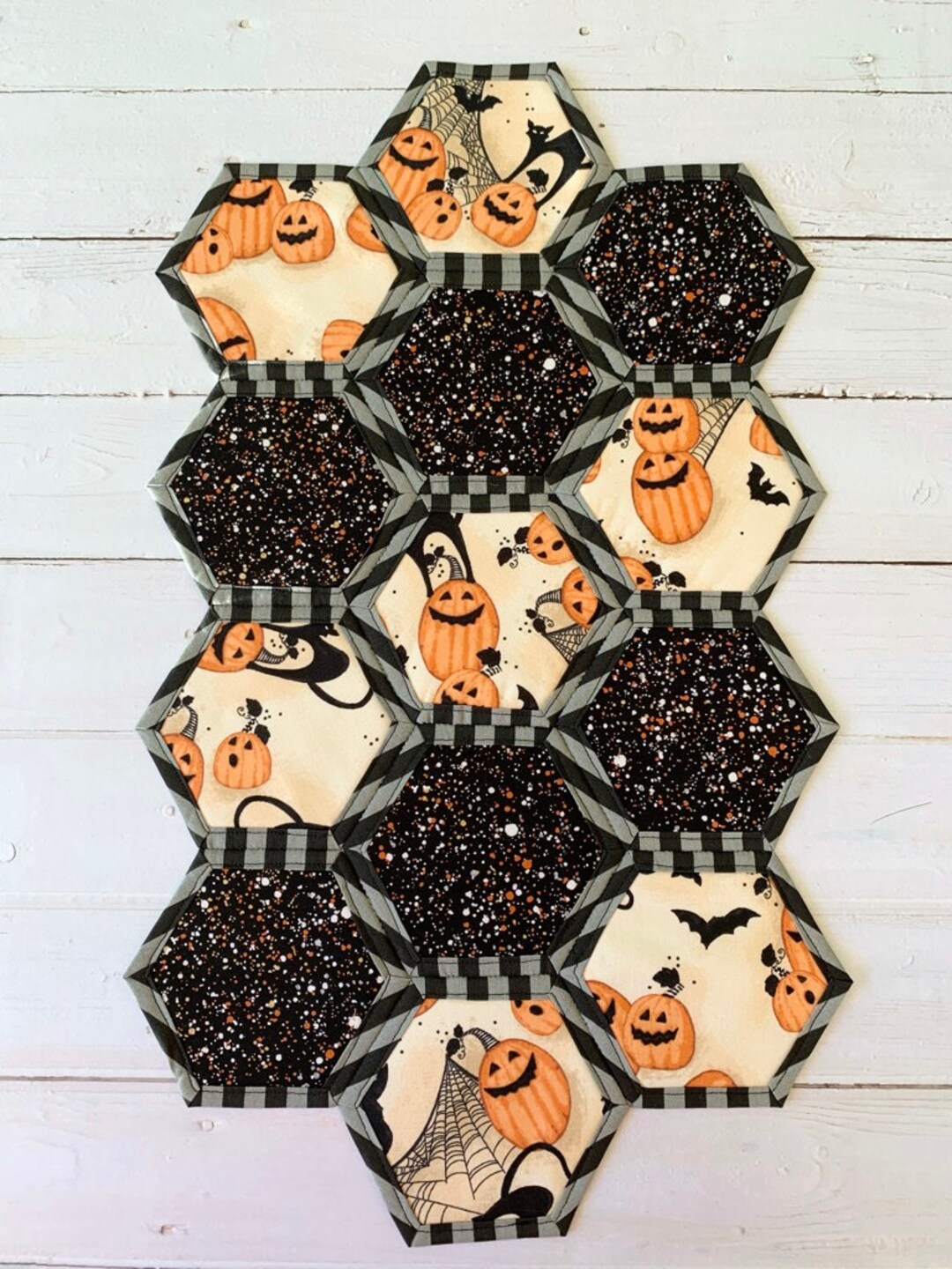 Quilted Halloween Table Runner: Pumpkin, Spiderweb, and Bat Decor - Etsy