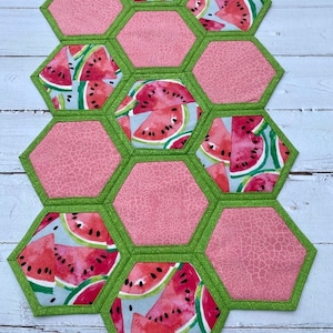 Watermelon table runner/summer table decor quilted/ summer fruit decor/handmade farmhouse table/cottagecore  table/ handmade table decor