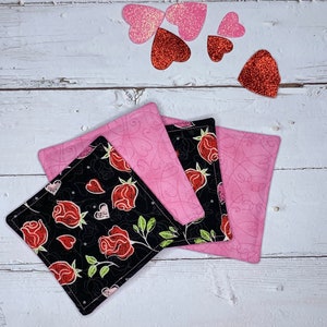 Valentine table coasters / Valentine decor / quilted mug rug / reversible quilted coasters