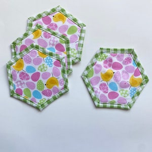 Easter decor /green coasters/Easter gingham/ Easter coasters