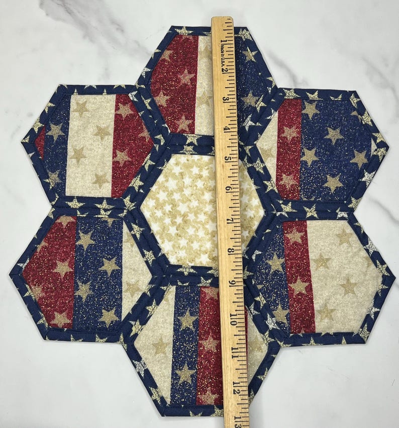 Quilted Patriotic Centerpiece | Red White Blue Americana Table Mat ...