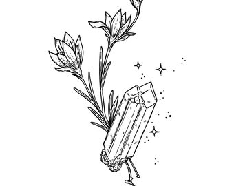 Crystal and Flowerbuds Design. Digital Download for Tattoo and - Etsy  Australia