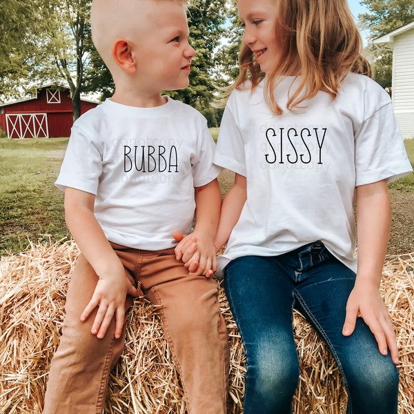 BUBBA OR SISSY t-shirt, cute, simple top, kids, infant, toddler, farmhouse, simple t-shirt, bubba, sissy