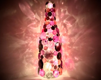 Cotton Candy Love Lamp: Upcycled Glass Bottle, Pink Mood Lighting