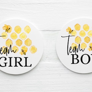 Team BOY and Team Girl Bee Theme Gender Reveal Stickers, Digital Download, Print at Home