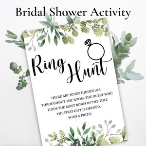 Ring Hunt Bridal Shower Activity, Eucalyptus Design, PDF Print, Instant Download, Print at Home