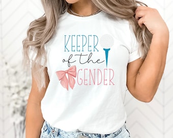 Golf Balls or Bows Theme Gender Reveal Shirts, Keeper of the Gender T-Shirt, Golf Theme, Boy or Girl, Gender Reveal