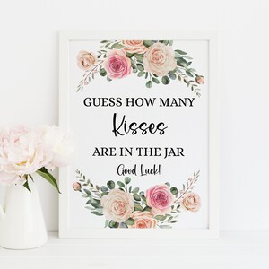 Bridal Shower Activity Guess How Many Candies are in the Jar Pink Floral Design, 8x10 and 5x7 Instant Download, Bridal Shower Games
