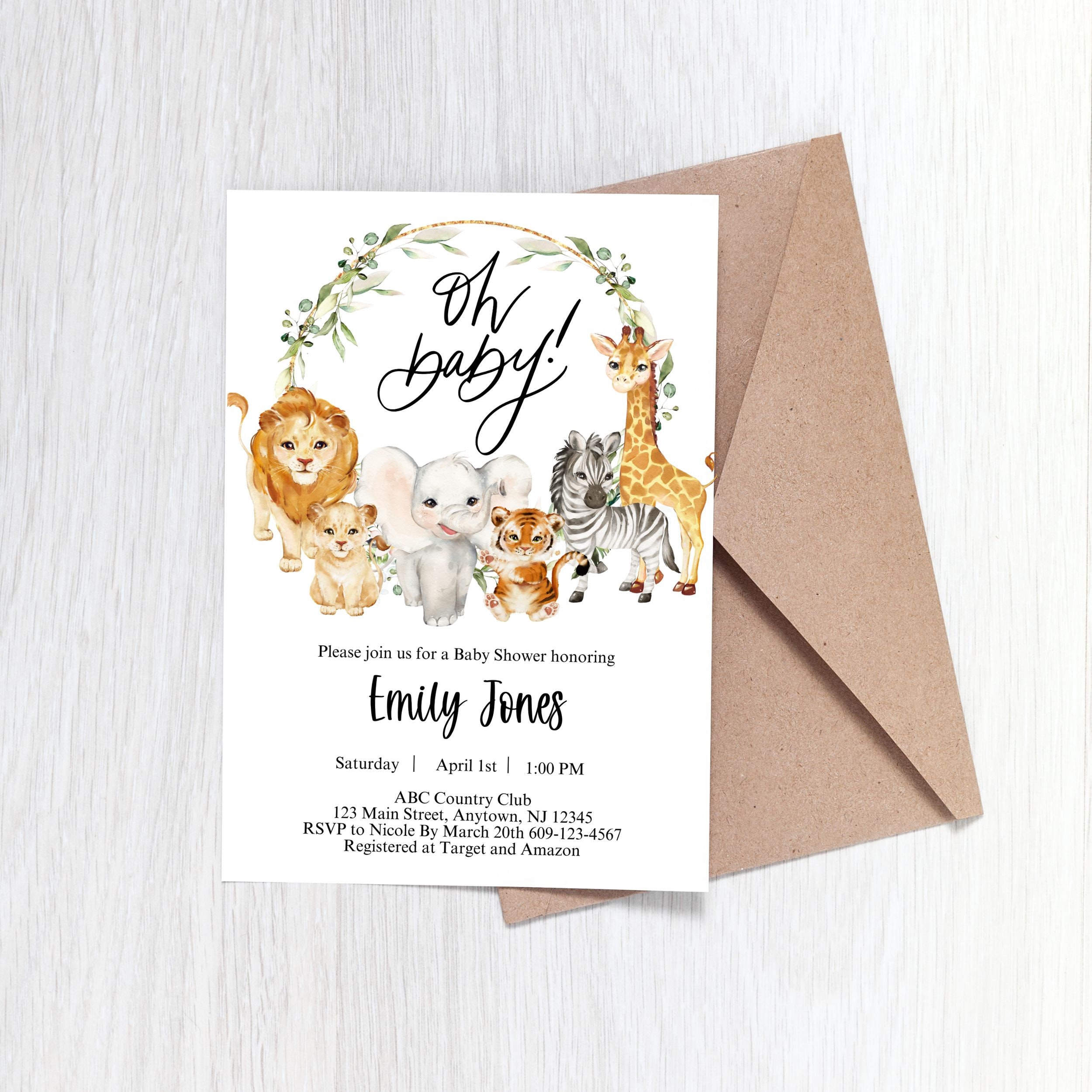 Cute Gender Neutral Baby Animal Invitation for a Baby Shower - Etsy