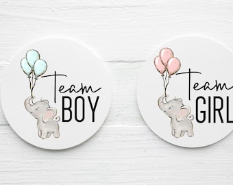 Team Boy and Team Girl Gender Reveal Stickers, Elephant Themed Gender Reveal, Digital Download, Print at Home Gender Reveal Stickers