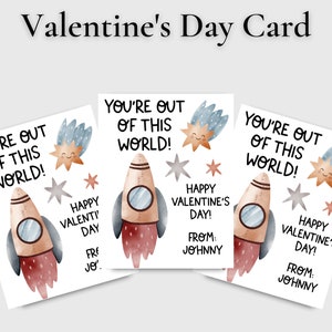 Carte de Saint-Valentin Thème de l’espace, Vous êtes hors de ce monde, Carte de Saint-Valentin pour enfants, Essayez avant d’acheter, imprimez à la maison