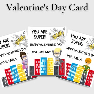 Carte de Saint Valentin super-héros, carte de Saint Valentin pour enfants, impression à la maison, essayez avant d'acheter
