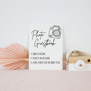 Photo Guestbook Sign for Bridal Shower, Print at Home Bridal Shower Sign, Bridal Shower Activity, Polaroid  Camera Photo Guestbook