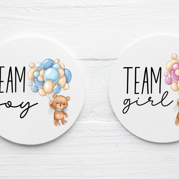 Team Boy Team Girl Teddy Bear Gender Reveal Stickers Etsy