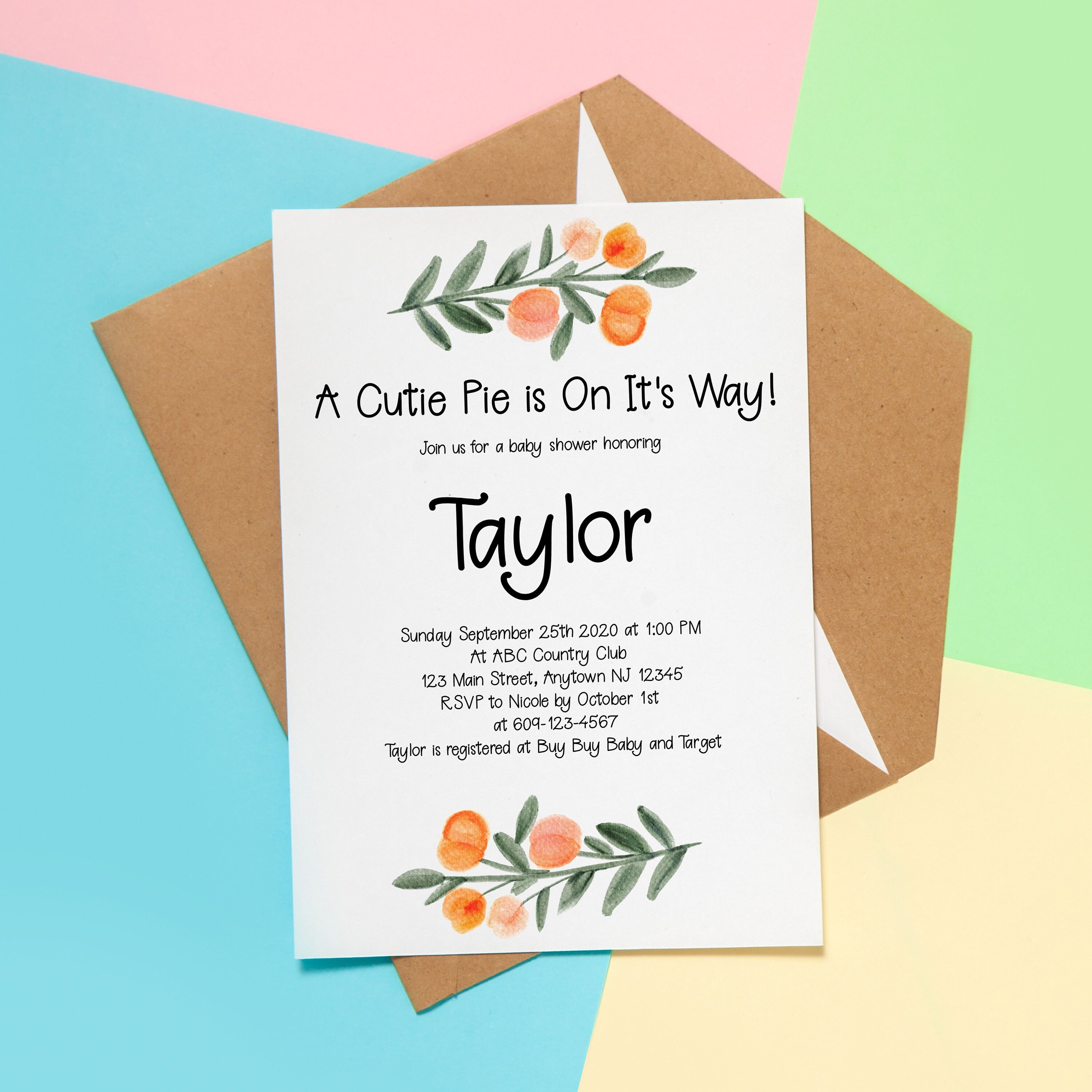 A Cutie Pie is on Its Way, Baby Shower, Cutie, Cutie Pie, Printable ...