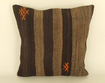 Vintage Striped Kilim Pillow Cover – 20x20 Turkish Wool Cushion