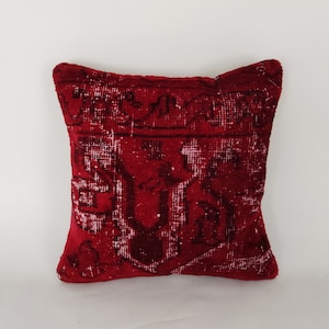 Burgundy Pillow Cover 16x16- Ethnic Cushion-Vintage Pillow-Kilim Pillow -Throw Pillow -Pillow For Couch -Carpet Pillow -Embroidered Pillow