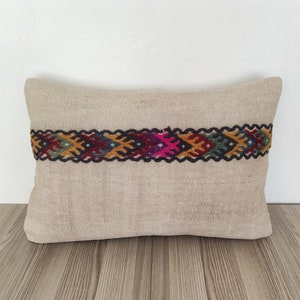 Antique Pillow Cover 16x24 -Kilim Cushion Cover, Sofa Pillow Cover, Embroidered Pillow, Decorative Pillow, Lumbar Pillow Cover, Boho Pillow
