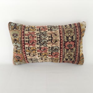 Decorative Pillow Cover 12x20 -Handwoven Pillow -Kilim Pillow -Accent Pillow -Turkish Pillow -Pillow For Couch -Lumbar Pillow -Rug Pillow