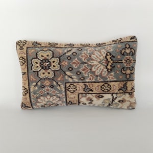 Antique Brown Pillow Cover 12x20 -Embroidered Pillow -Turkish Rug Pillow -Solid Pillow -Decorative Pillow -Couch Pillow Cover -Kilim Pillow