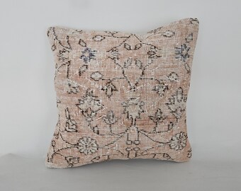 Kilim Rug Pillow, Boho Throw Pillow Cover 20x20, Handwoven Pillow, Vintage Pillow Cover, Antique Pillow For Couch, Turkish Kilim Pillow