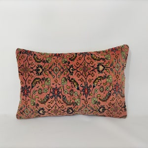 Floral Pillow Cover 16x24, Antique Rug Pillow, Turkish Pillow, Decoratve Pillow, Handwoven Pillow For Couch, Lumbar Pillow, Cushion Cover