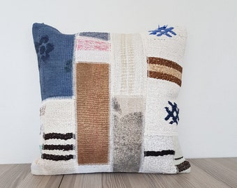 Patchwork Pillow Cover 20x20-Farmhouse Pillow Cover-Throw Pillow Cover-Handmade Woven-Multicolor Pillow Case-Couch Cushion Cover-Boho Decor