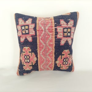 Throw Pillow, Pillow For Couch, Handmade Pillow, Boho Pillow, Turkish Pillow, 16x16 Pillow Cover, Vintage Pillow, Ethnic Kilim Cushion
