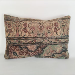 Handwoven Rug Pillow, Boho Pillow, Antique Pillow For Couch, Lumbar Pillow, Vintage Kilim Pillow, 16x24 Pillow Cover, Turkish Pillow Cover