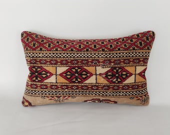 Kilim Pillow Cover 12x20 -Decorative Pillow -Small Lumbar Pillow -Pillow For Couch -Farmhouse Pillow -Office Pillow -Modern Throw Pillow