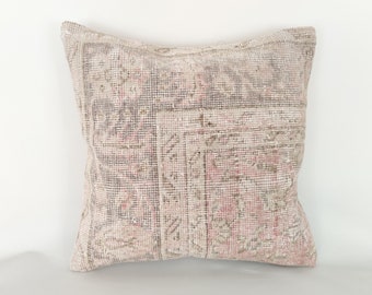 Vintage Handwoven Kilim Pillow Cover, 1970s Turkish Wool, 20x20 inches