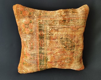 Orange Antique Pillow 20x20 Pillow -Large Throw Pillow -Decorative Couch -Vintage Pillow -Modern Throw Pillow-Bohemian Pillow-Outdoor Pillow