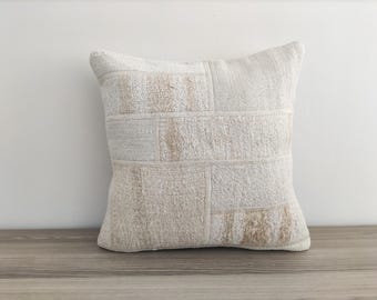 Hemp Kilim Pillow Cover 20x20 – Vintage Turkish Throw Pillow