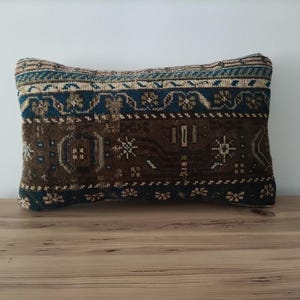 Rug Pillow Cover 12x20, Decorative Pillow For Couch, Lumbar Pillow, Embroidered Pillow, Antique Pillow, Handwoven Pillow, Vintage Pillow