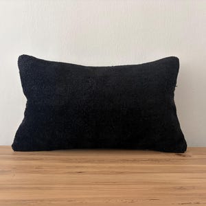 Vintage Turkish Kilim Lumbar Pillow Cover, Handwoven Wool (12x20)