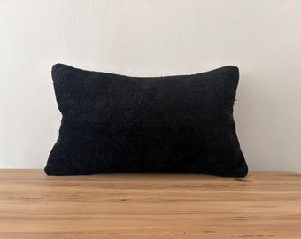 Vintage Turkish Kilim Lumbar Pillow Cover, Handwoven Wool (12x20)
