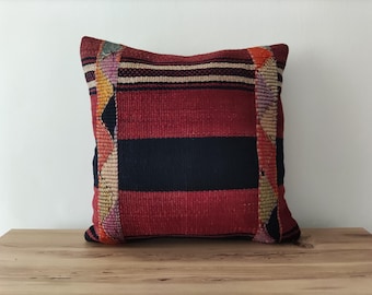 Antique Pillow Cover 18x18 -Throw Pillow -Ethnic Pillow -Embroidered Pillow-Farmhouse Pillow -Vintage Pillow -Livingroom Pillow -Sofa Pillow