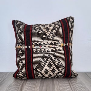 Boho Decor Pillow Cover 16x16-Throw Pillow Cover-Vintage Pillow Cover-Authentic Pillow Case-Kilim Pillow Cover-Ethnic Cushion Cover