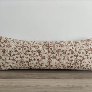 Vintage Rug Pillow Cover, Lumbar Pillow, Pillow For Bed, Pillow Cover 12x36, Decorative Pillow, Handwoven Textured Pillow, Farmhouse Pillow