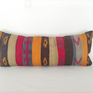 Ethnic Pillow Cover 14x36, Striped Pillow, Vintage Pillow, Kilim Pillow, Pillow For Bed, Handwoven Pillow, Boho Pillow, Accent Pillow