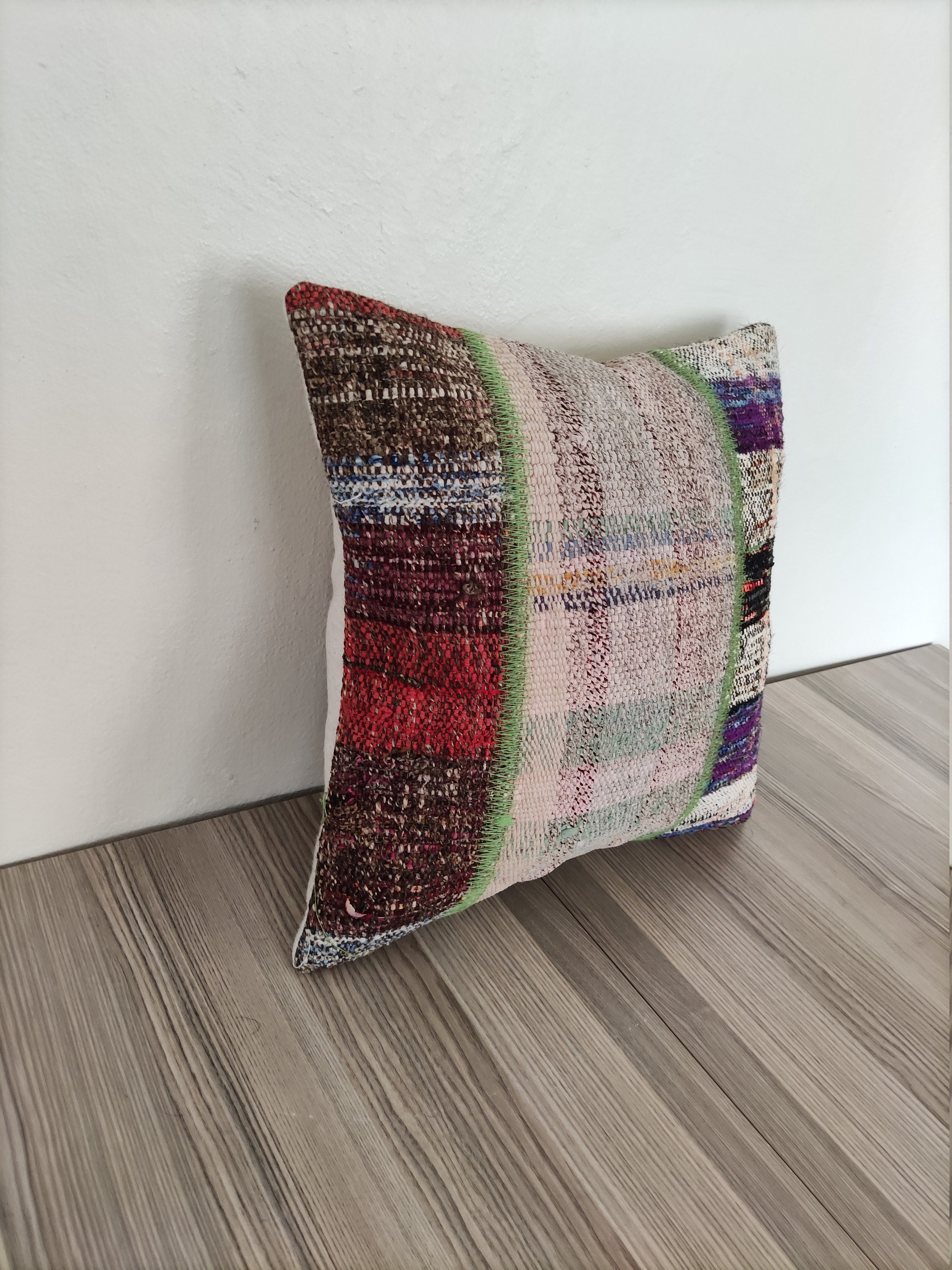 Cubierta de almohada Patchwork 16x16 almohada de rayas | Etsy