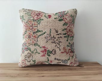 Kilim Pillow Cover 18x18- Decorative Pillow -Oriental Throw Pillow-Handwoven Pillow -Ethnic Pillow -Boho Pillow For Couch -Sofa Pillow Case