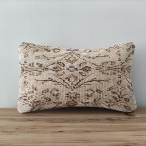Decorative Lumbar Pillow Cover 12x20, Handwoven Rug Pillow, Farmhouse Pillow, Turkish Pillow, Ethnic Pillow, Cushion Cover, Boho Pillow