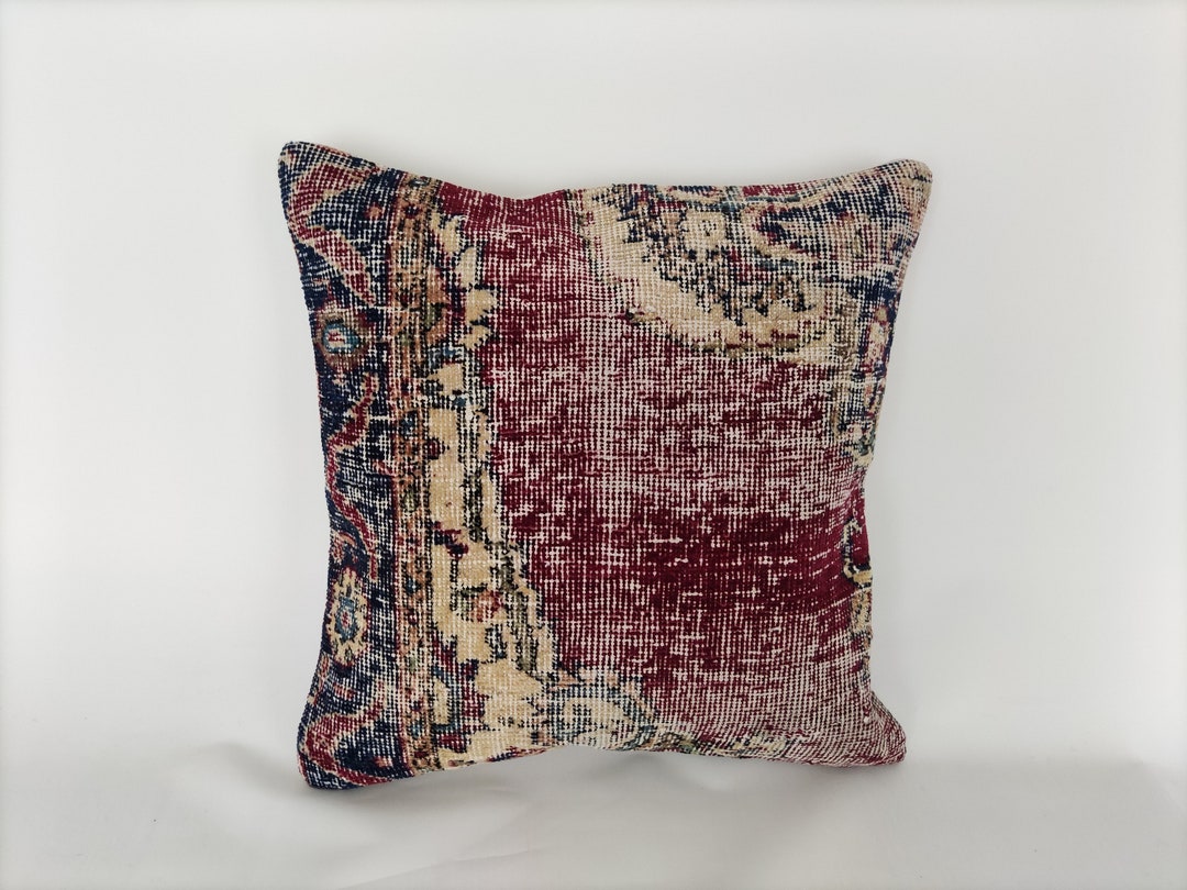 Navy Burgundy Pillow Cover 20x20 ethnic Cushion textured Pillow